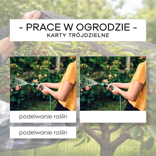 Prace w ogrodzie - karty trójdzielne 12 szt.