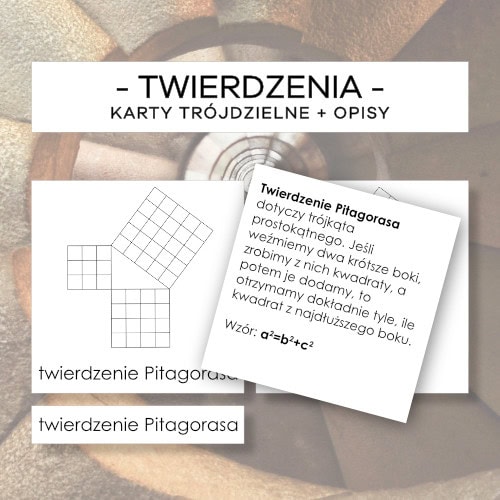 Twierdzenia matematyczne - karty trójdzielne 6 szt. + opisy
