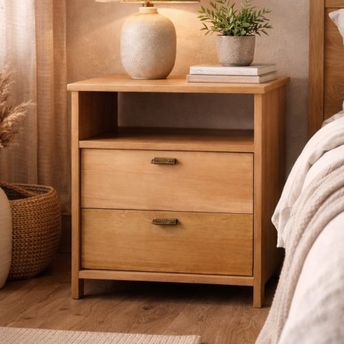 Mesa de luz N2 Brooklyn - Ancho 63cm - Madera maciza álamo