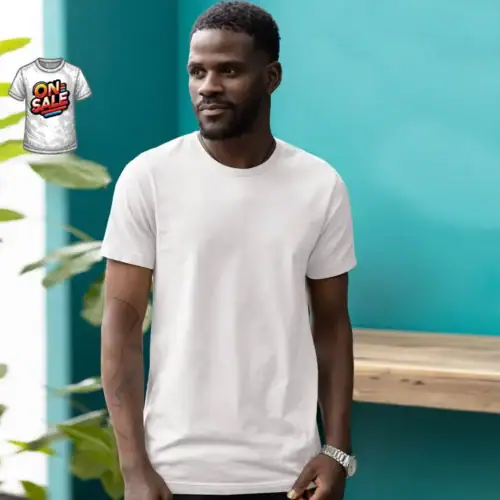 On sale premium men’s fashion custom t-shirt in white – main product image