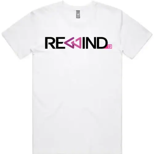 REWIND 2026 men's tee White front