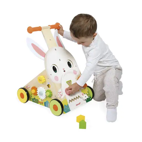 Janod-Chariot Multi-Activités Lapin en bois