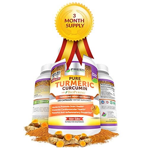 Fresh Healthcare Non-GMO, Gluten Free Pure Turmeric Curcumin Powder with BioPerine and Black Pepper - 180 Vegan Capsules - Image 2