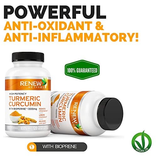 Renew Actives Double Strength Turmeric + Black Pepper 1300mg Turmeric Curcumin Supplement. Natural Joint Support - Image 3