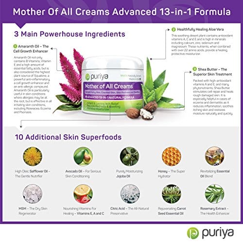 Puriya Cream For Eczema, Psoriasis, Rosacea, Dermatitis, Shingles and Rashes. Powerful 13-in-1 Natural Formula Provides Instant and Lasting Relief For Severely Dry, Cracked, Itchy, or Irritated Skin - Image 5
