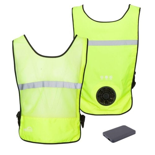 Single Speed Wearable Fan Cooling Vest - WindTech - Hi-Vis Yellow