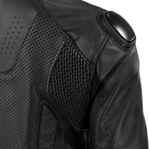 Komine LJ 536 Protect Leather Motorcycle Jacket BLK WHT