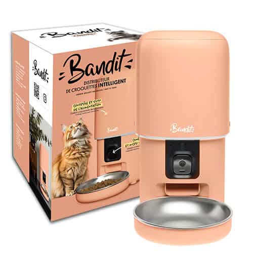 Distributeur de Croquettes Intelligent BANDIT – Couleur pêche