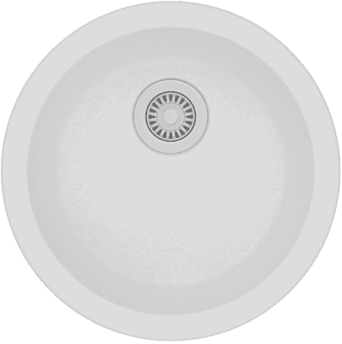White Granite Quartz Stone Kitchen/Laundry Sink Round Single Bowl Top/Under Mount 460mm