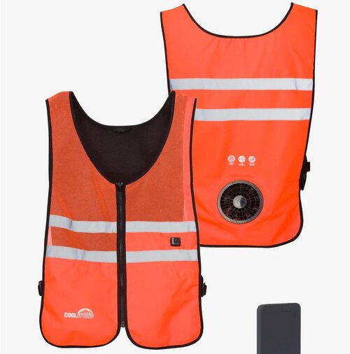 3 Speed Wearable Fan Cooling Vest - WindTech Pro - Hi-Vis Orange