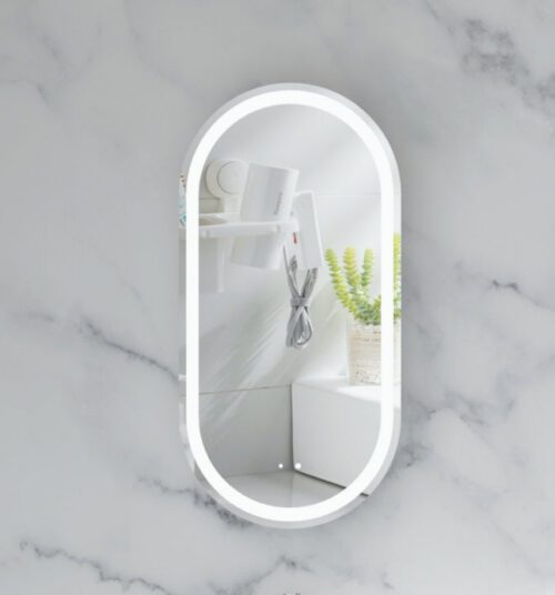 CARYSIL Noble 450x900mm MATTE WHITE Oval LED Shaving Cabinet