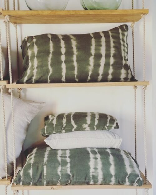 coussin en lin kaki campagne chic La Draperie Française