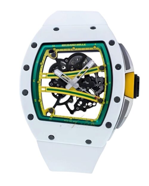 Часы Richard Mille Best Copy RM61-01 White Ceramic Case Rubber Strap ZF Factory 43mm