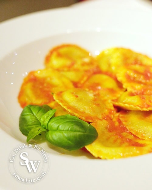 freshly made pasta served with fresh basil