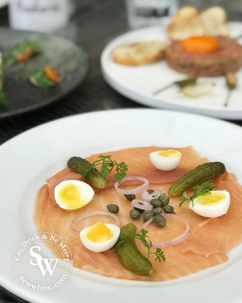 Smoked salmon with soft boiled eggs at Hotel du Vin Wimbledon Autumn Menu tasting