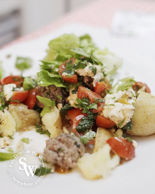 The finished Lamb Meatball Salad