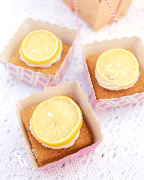 Individual portions of the Gin and Lemon Tray Bake