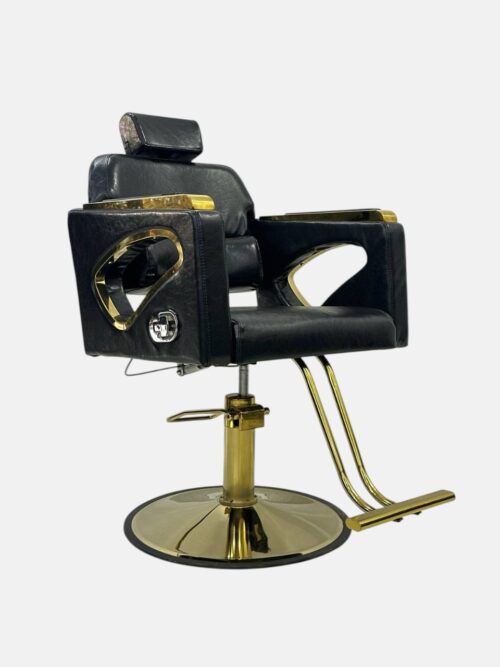 Парикмахерское кресло Luxury Gold Barber Chair (3123-G) — гидравлическое, черно-золотое — изображение 2