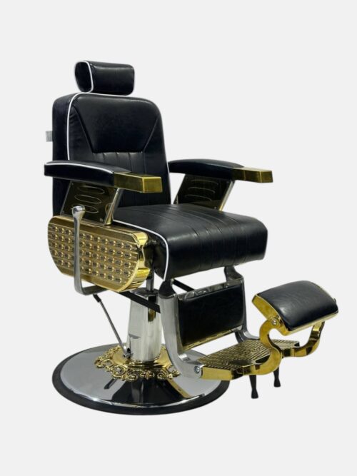 Барбер-кресло Luxury Vintage Barber Chair (MT-9159G) — гидравлическое, черно-золотое — изображение 2