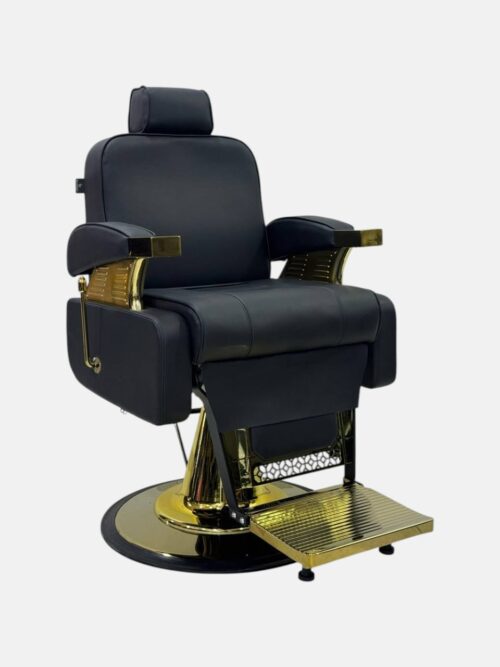 Барбер-кресло Luxury Gold Barber Chair (Q-593G) — гидравлическое, черно-золотое — изображение 2