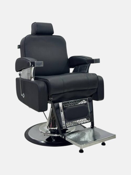 Барбер-кресло Premium Chrome Barber Chair (Q-593N) — гидравлическое, черное — изображение 2