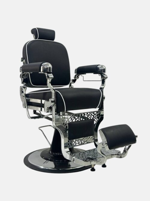 Барбер-кресло Retro Barber Chair (Q-615) — гидравлическое, черно-хромированное — изображение 2