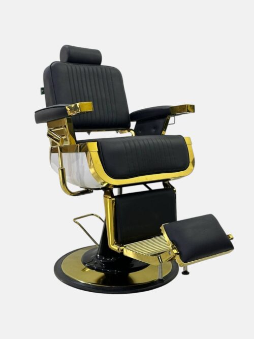 Барбер-кресло Luxury Gold Barber Chair (Q-617G) — гидравлическое, черно-золотое — изображение 2