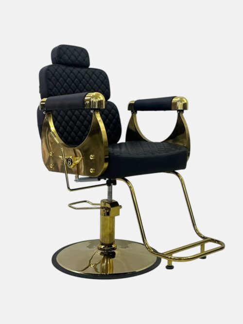 Парикмахерское кресло Luxury Diamond Salon Chair (Q-650G) — гидравлическое, черно-золотое — изображение 2
