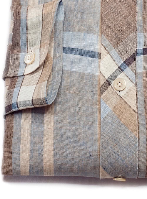 LAOS linen check limited edition radici patrimonio 1970 polo shirt - Image 3