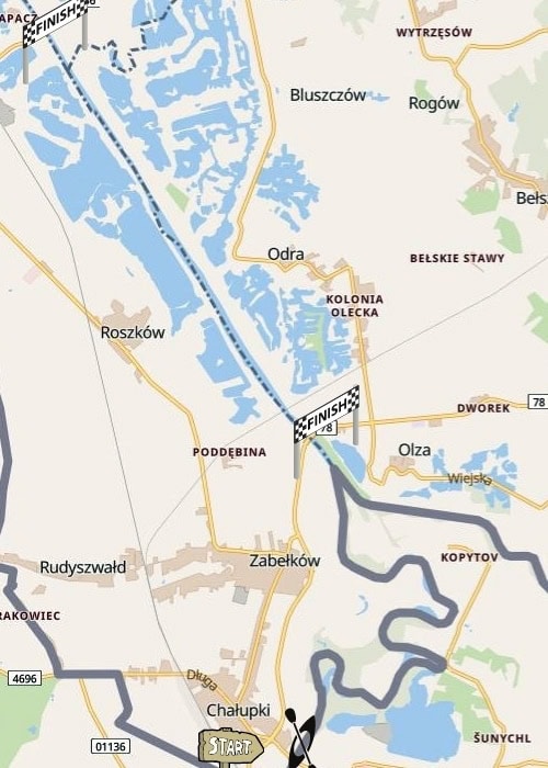 Meandry Odry - Mapa Spływu