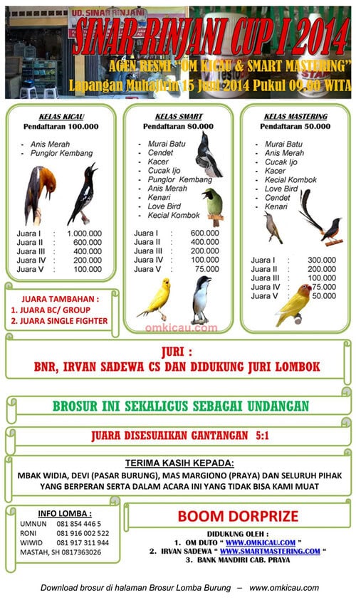 Lomba Burung Sinar Rinjani Cup I