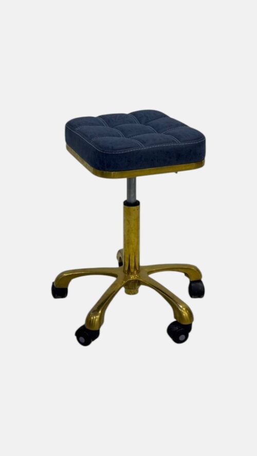 Стул мастера Luxury Velvet Stool — мобильный, сине-золотой — изображение 2