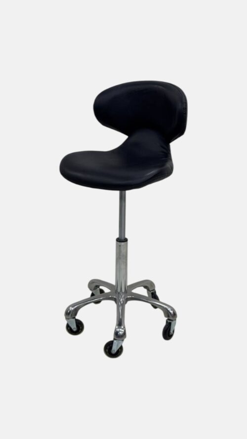 Стул мастера Ergonomic Black Stool — мобильный, черно-хромированный — изображение 2