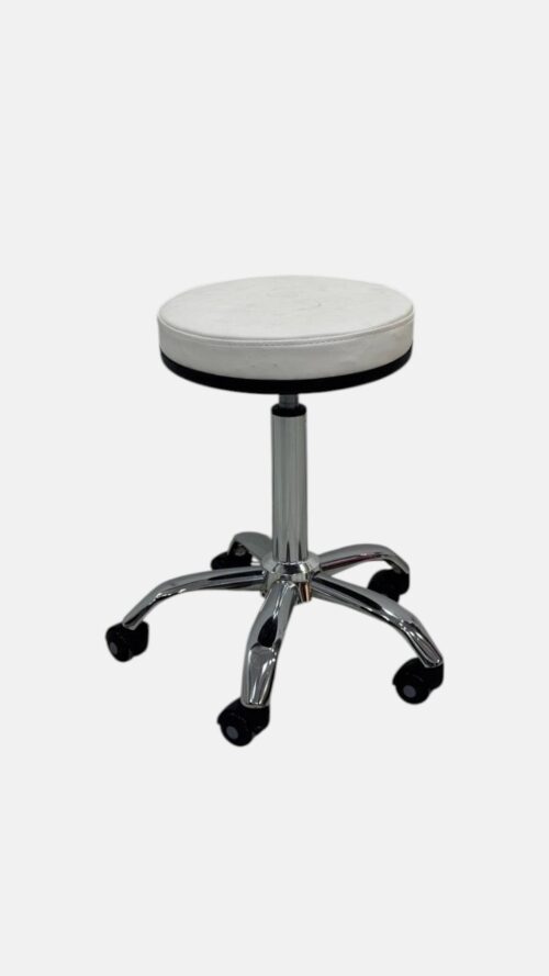 Стул мастера Classic White Stool — мобильный, бело-хромированный — изображение 2