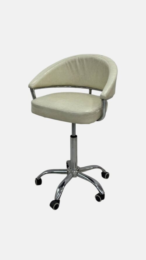 Стул мастера Comfort Ivory Stool — мобильный, айвори-хромированный — изображение 2