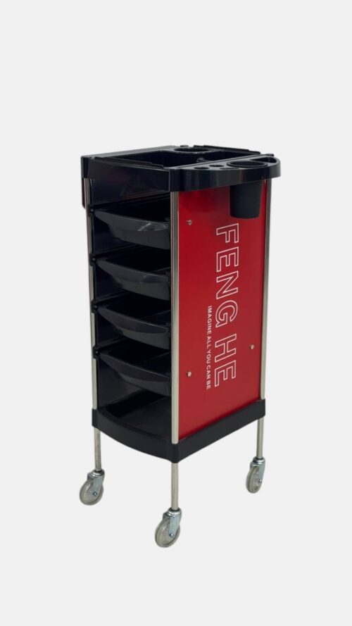 Парикмахерская тележка Fenghe Red Trolley — мобильная, черно-красная — изображение 2