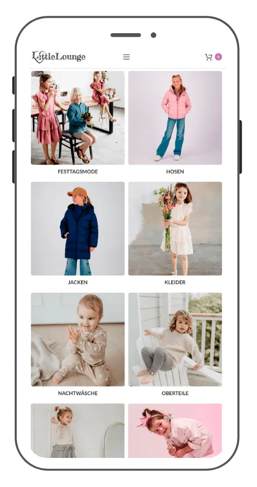 LittleLounge Online-Shop des Panda Kinderladen auf dem Smartphone
