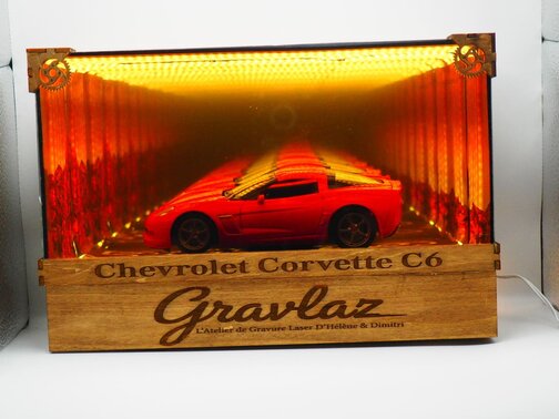 Diorama à effet miroir infini pour voiture miniature chevrolet corvette c6