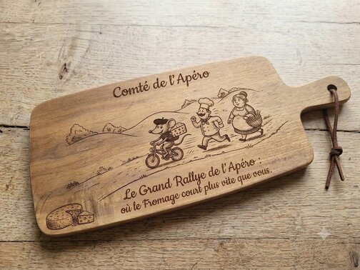planche a découper acacia gravé humour