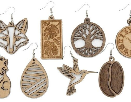 Boucles d&rsquo;Oreilles Artisanales fantaisie en Bois