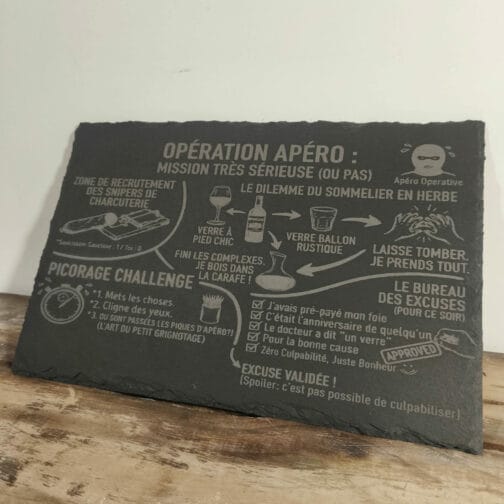 Planche apéro gravée Sur Ardoise Opération Apéro