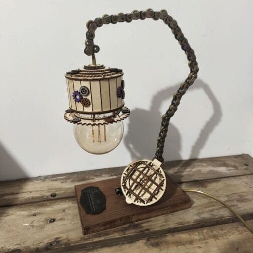 Lampe steampunk – Chaine Moto