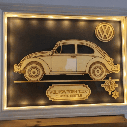Cadre Lumineux Bois Personnalisable – Collection Auto