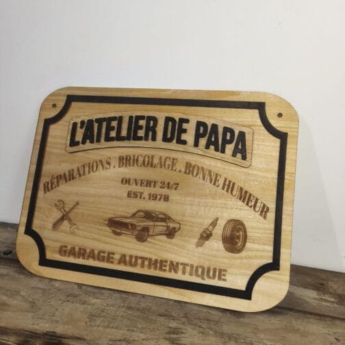 Panneau décoratif personnalisé L&rsquo;atelier de Papa
