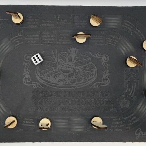 Jeu de l&rsquo;Apéro en Ardoise Gravée – Jeu de l&rsquo;Oie Artisanal 10 Joueurs