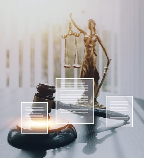 Justice and law concept.Male judge in a courtroom with the gavel
