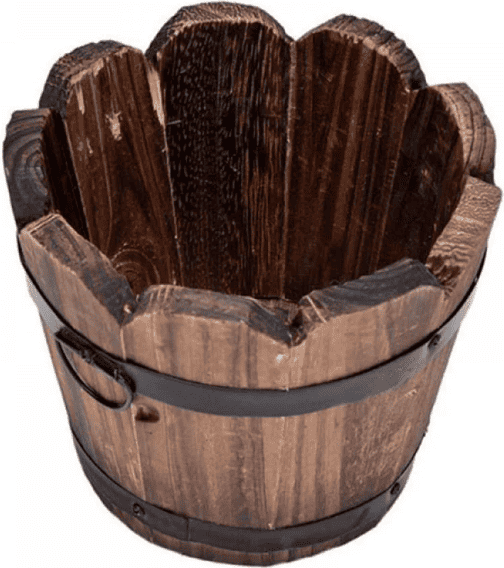 Keimprove Rustic Wooden Barrel S/M/L Round Planter Plant Flower Pot Garden Tree Outdoor Indoor Decor