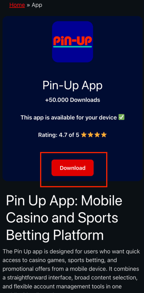 Get the Latest APK Version Pin-Up casino