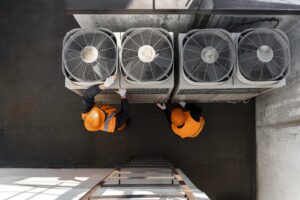 men working on commercial HVAC 