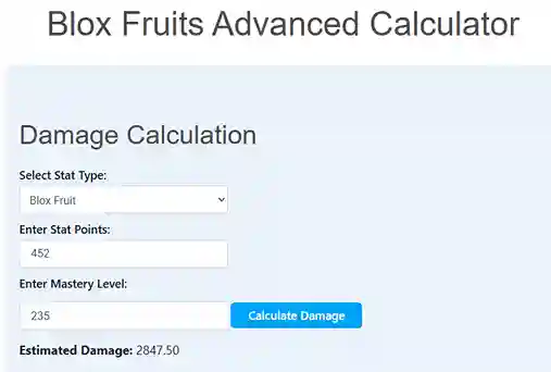 blox fruits advance calculator examole image